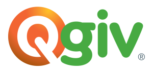 Qgiv logo, which is a white Q in an orange background followed by giv in green.
