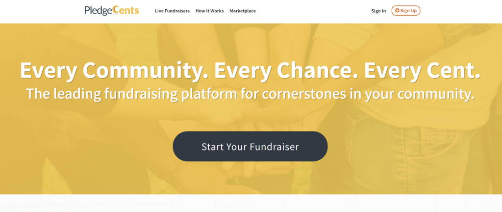 screenshot of pledgecents for fundraising software for schools
