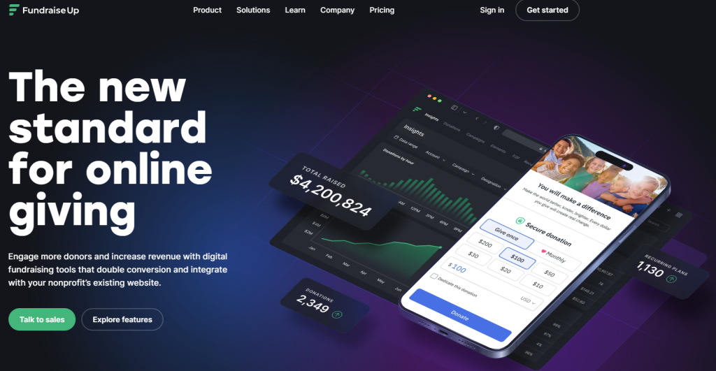 fundraise up website for nonprofit software