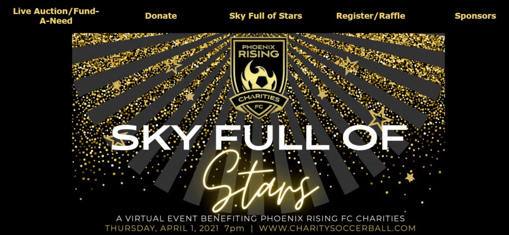 Phoenix Rising Charities' Sky Full of Stars Hybrid gala event banner.