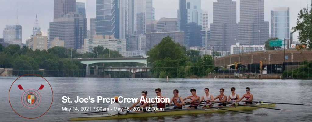 Saint Joseph's Prep auction event banner image showing the event name and date and students rowing crew.