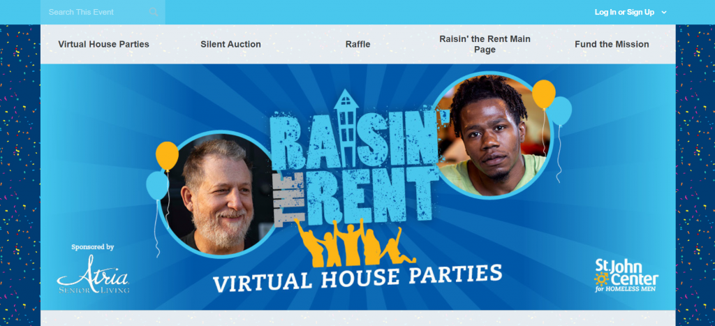 Here's a screenshot of the Raisin The Rent virtual house party fundraising event.