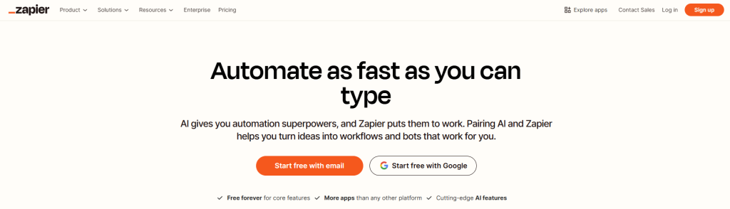 Zapier website for top nonprofit software