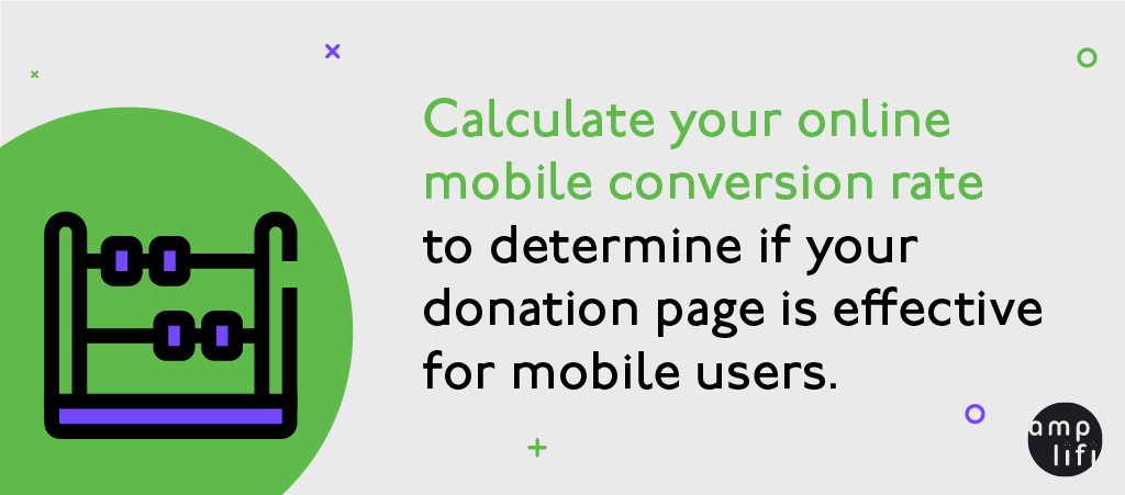 Image reads: Calculate your online mobile conversion rate to determine if your donation pages is effective for mobile users.