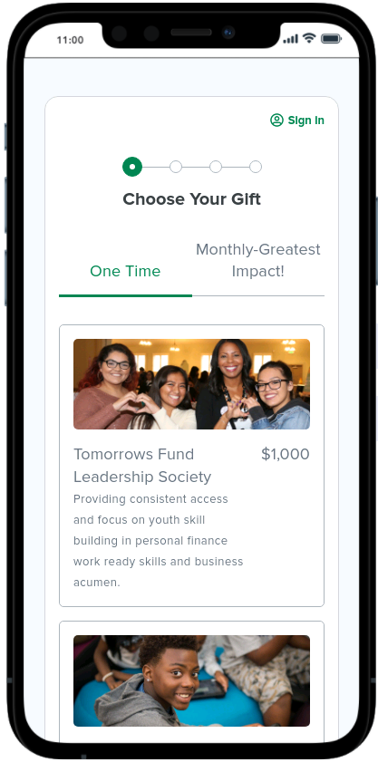 Here is an example of a mobile optimized fundraising page.