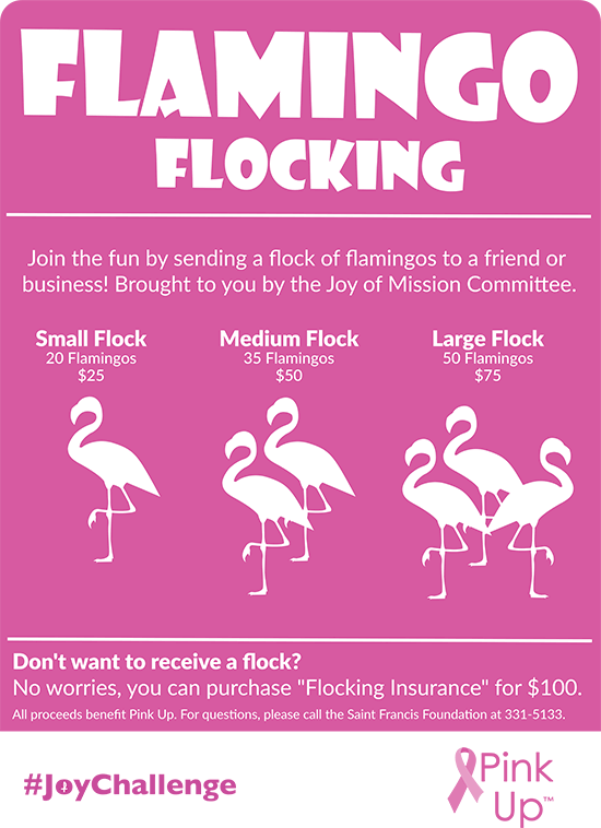 Flamingo flocking fundraiser flyer