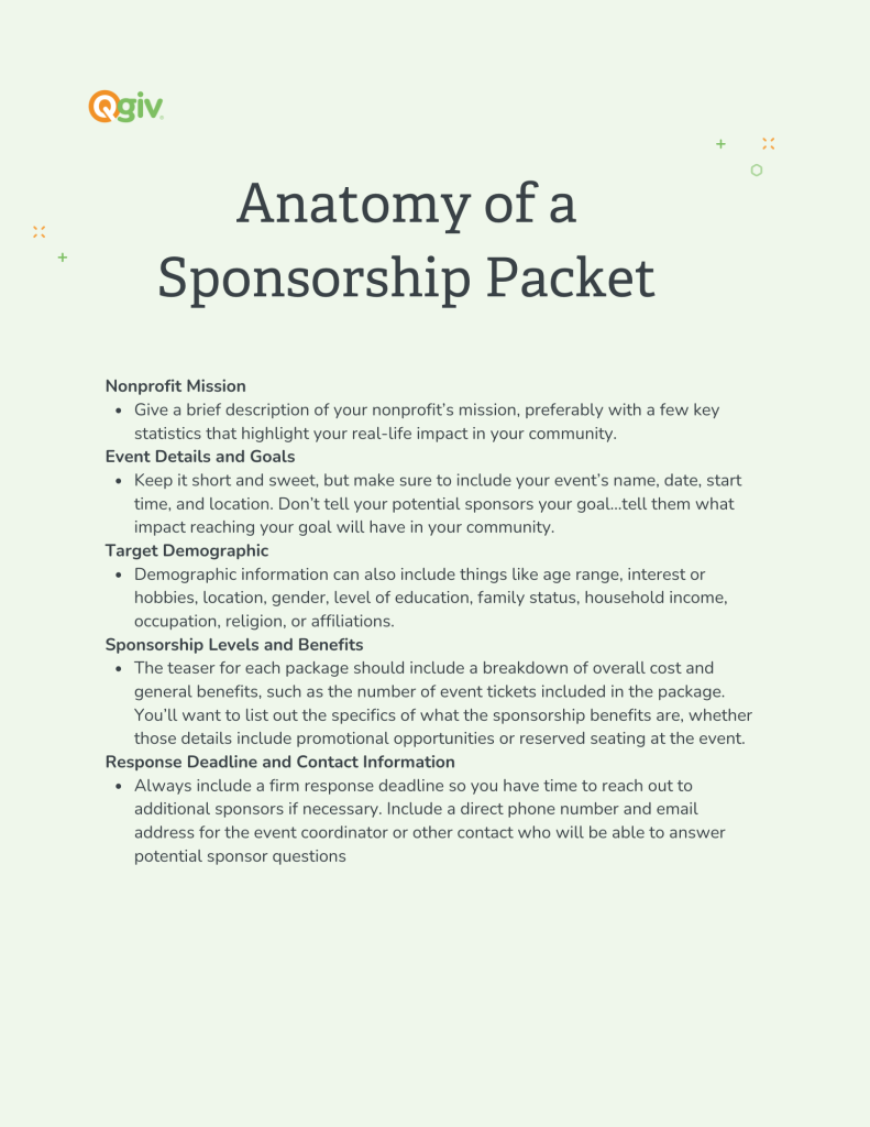 anatomy of a sponsorship packet from sponsorship packet template