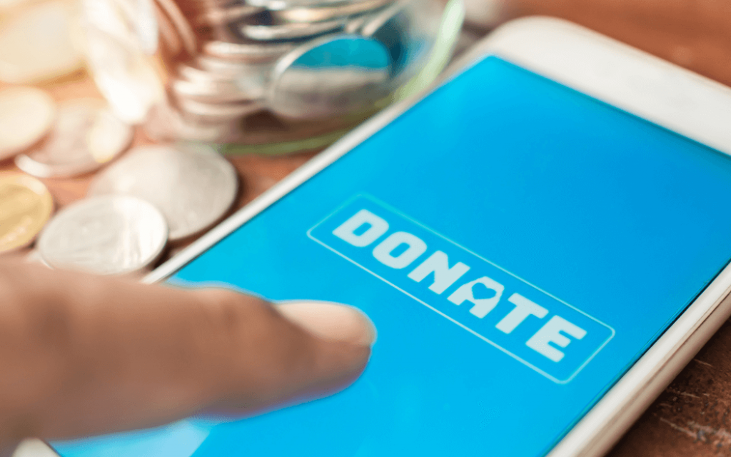 Donation button on a phone screen