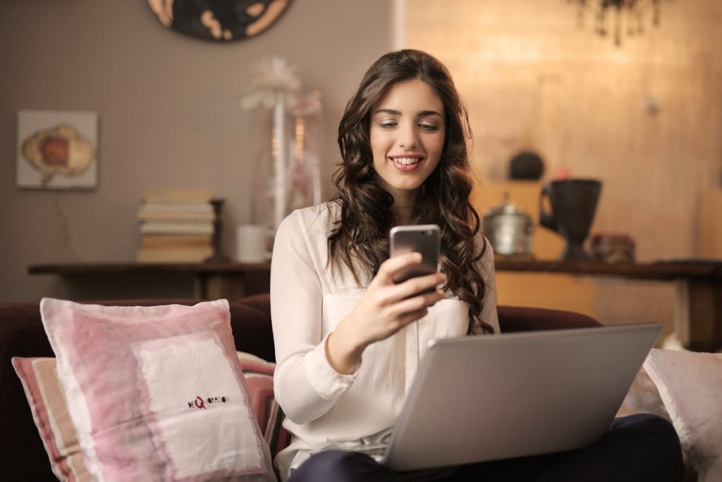 woman making a digital wallet doantions on her phone