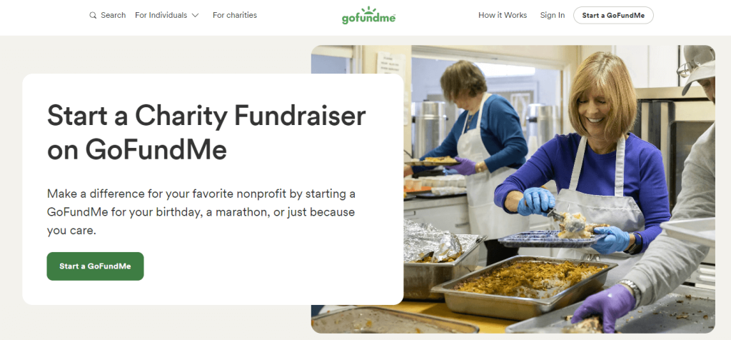 Screenshot of the GoFundMe Charity Fundraiser information page