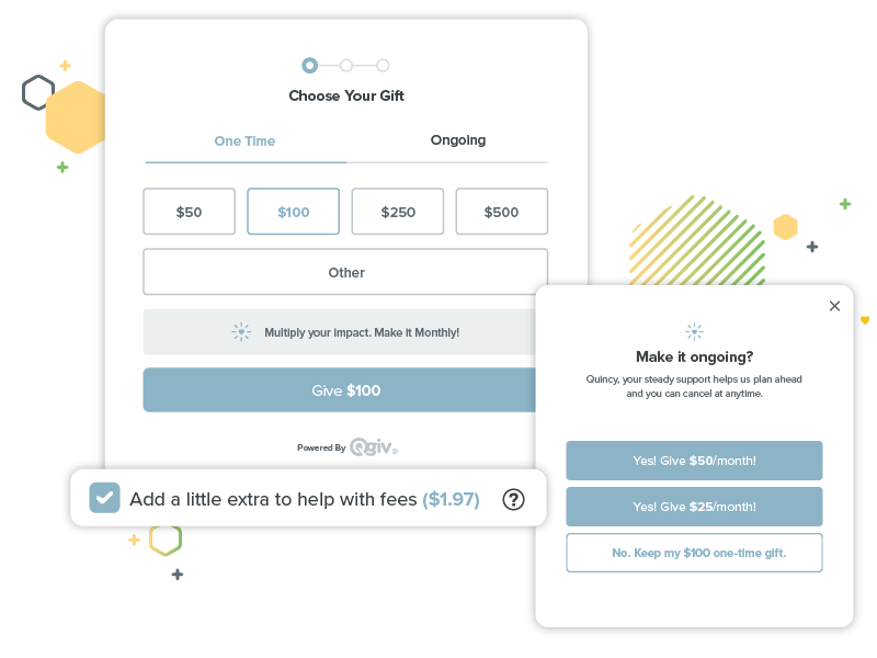 Product image showcasing a donation form built using Qgiv