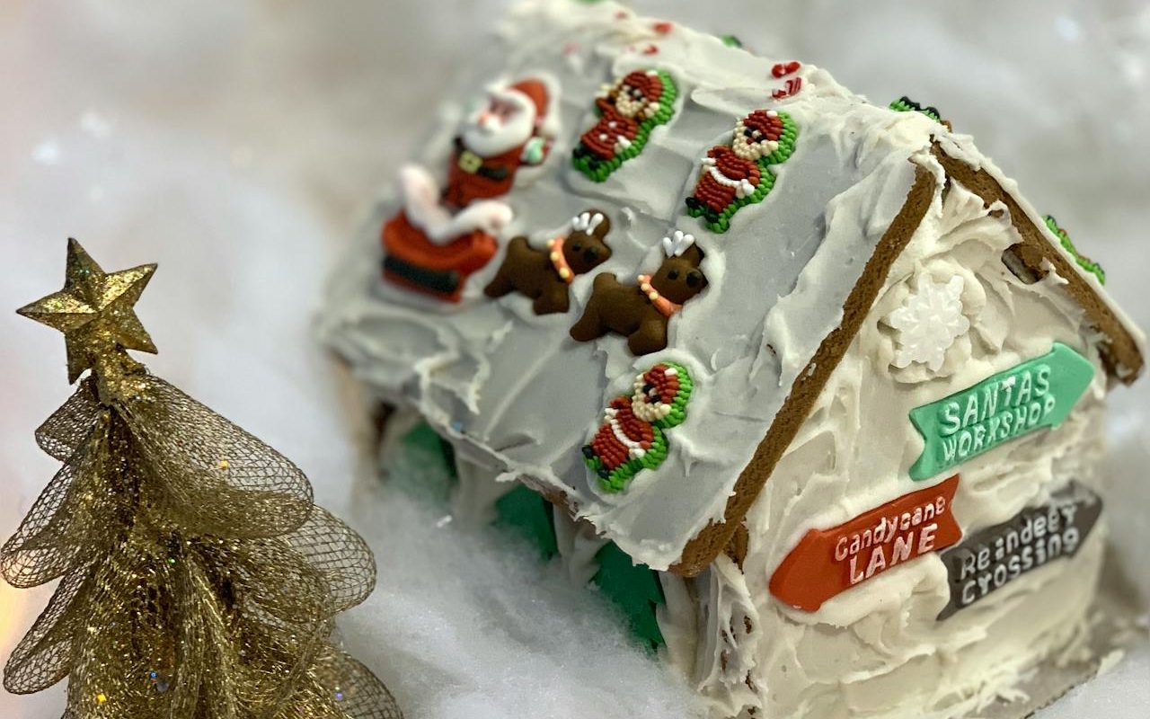 decorated gingerbread house for holiday fuindraising ideas