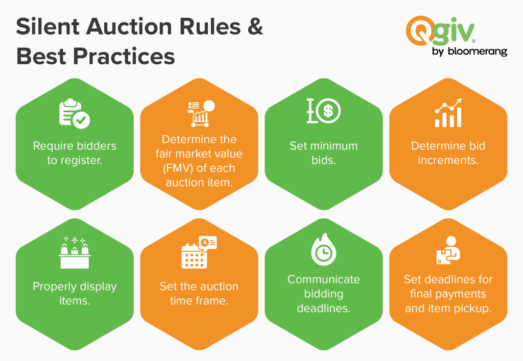 Silent auction rules and best practices (explained in the sections below) 