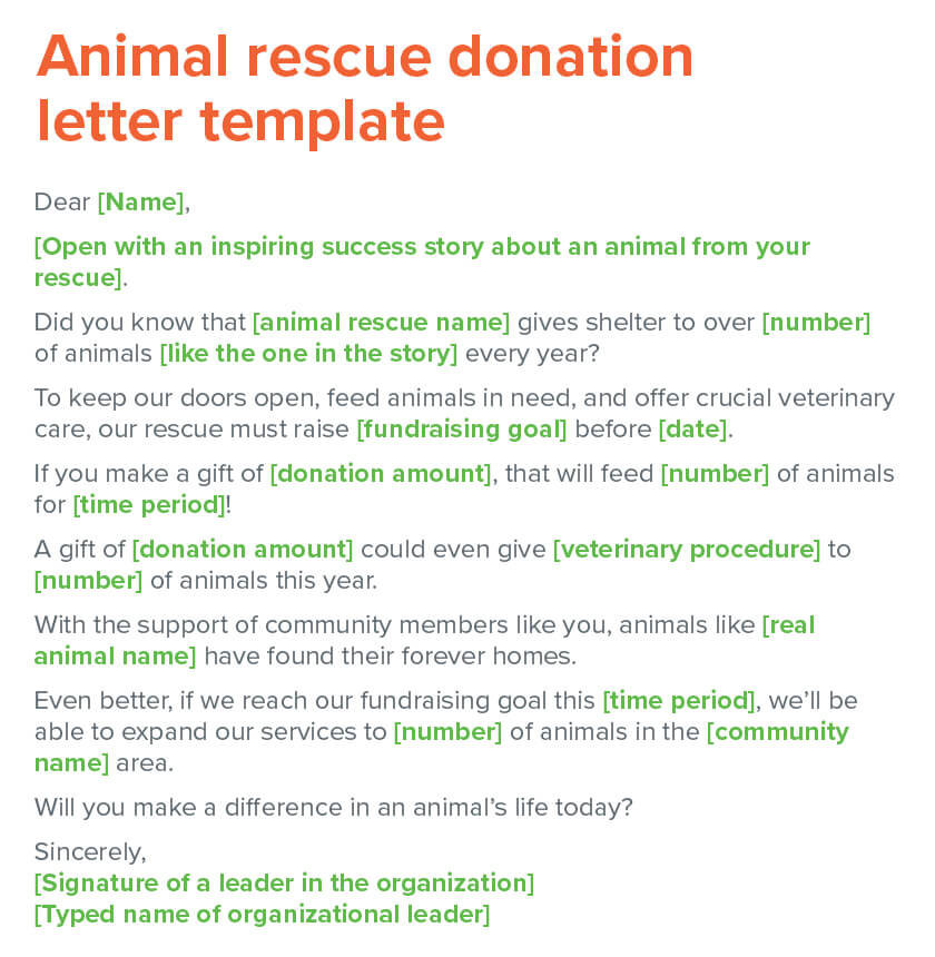 Animal rescue donation letter template