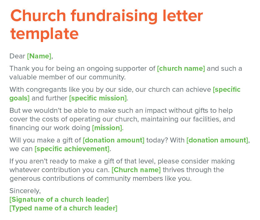 Church fundraising letter template