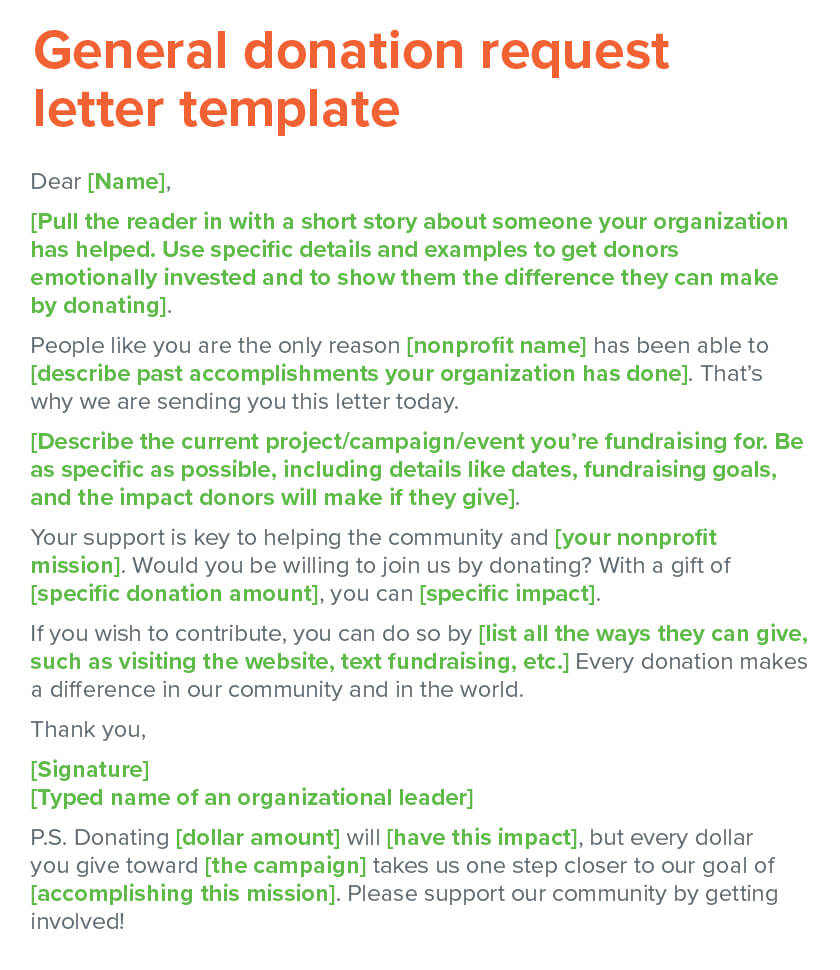 General donation request letter template