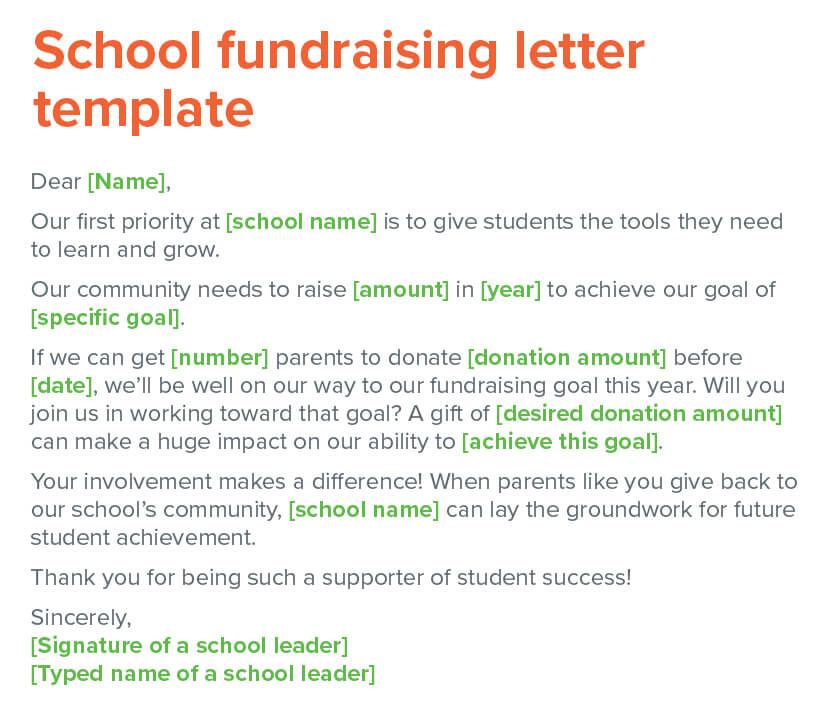 School fundraising letter template