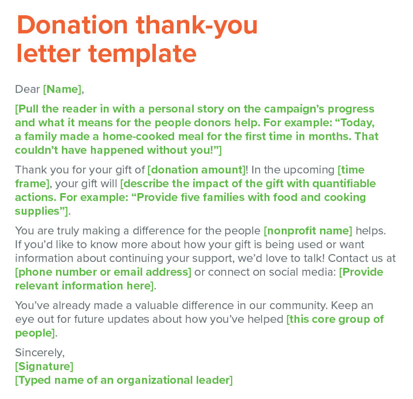 Donation thank you letter template