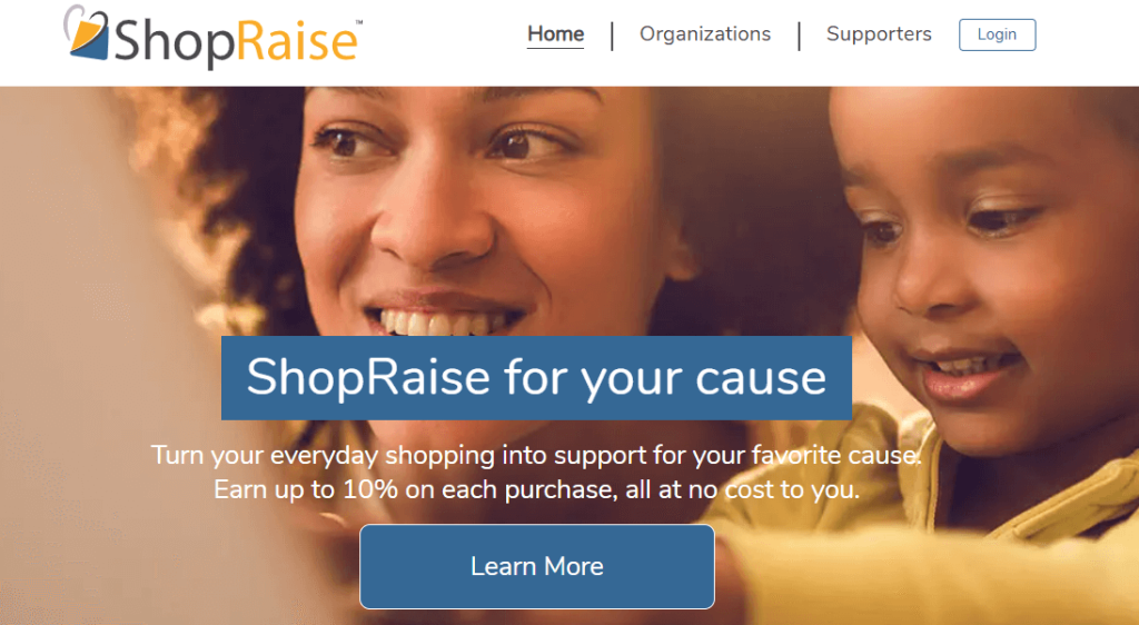 The ShopRaise website homepage